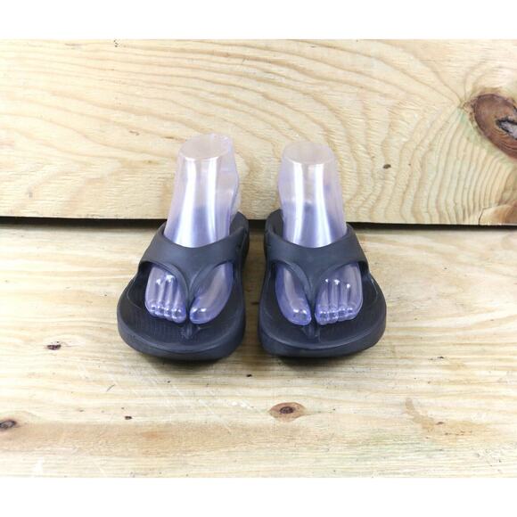 Oofos Sandals Ooriginal Oofoam Womens 9 Black Recovery Thong Slide - Picture 2 of 6